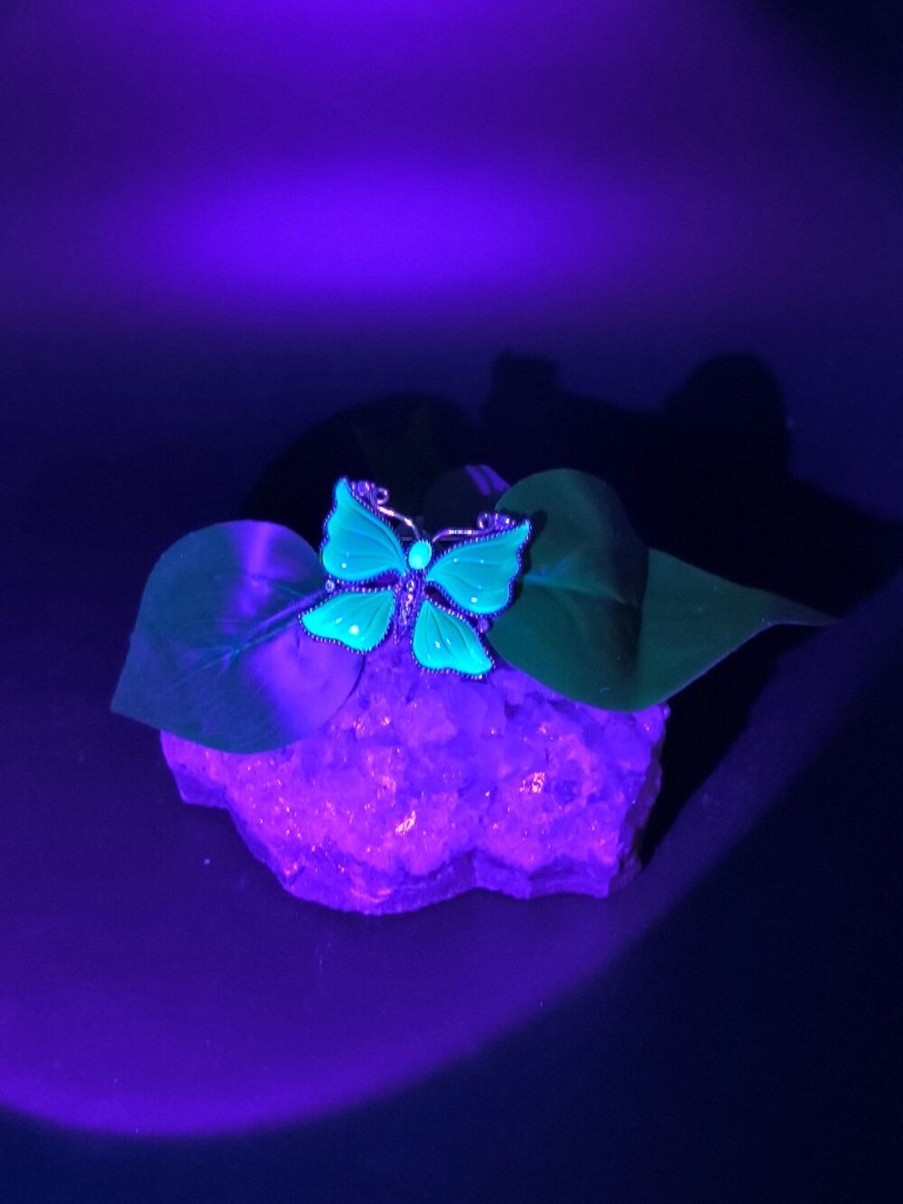 Vintage Lucite Butterfly Silver Tone Brooch "Glows"